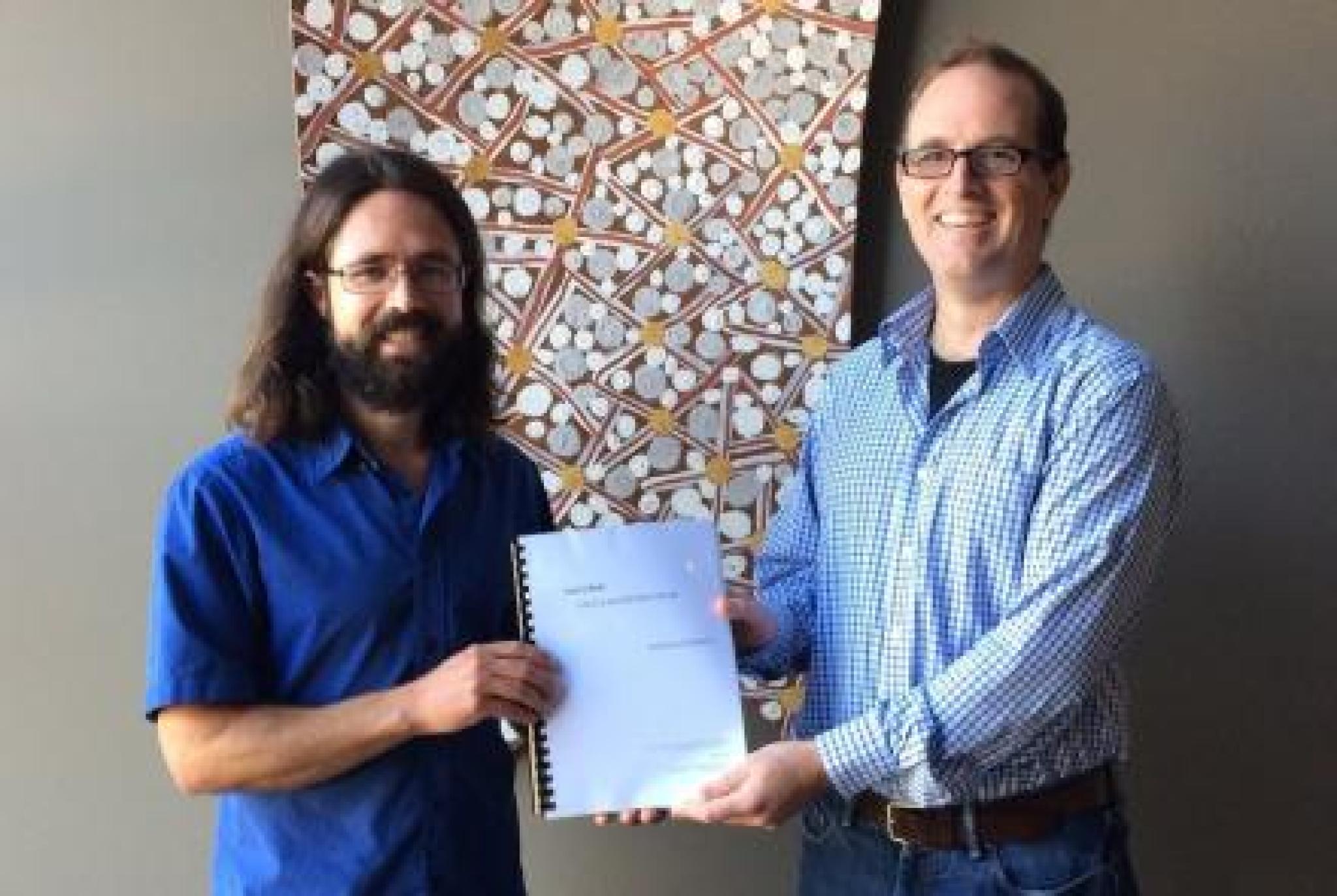 Image: Shane and his supervisor Jeremy Farrall (right)- Image supplied by Shane Chalmers