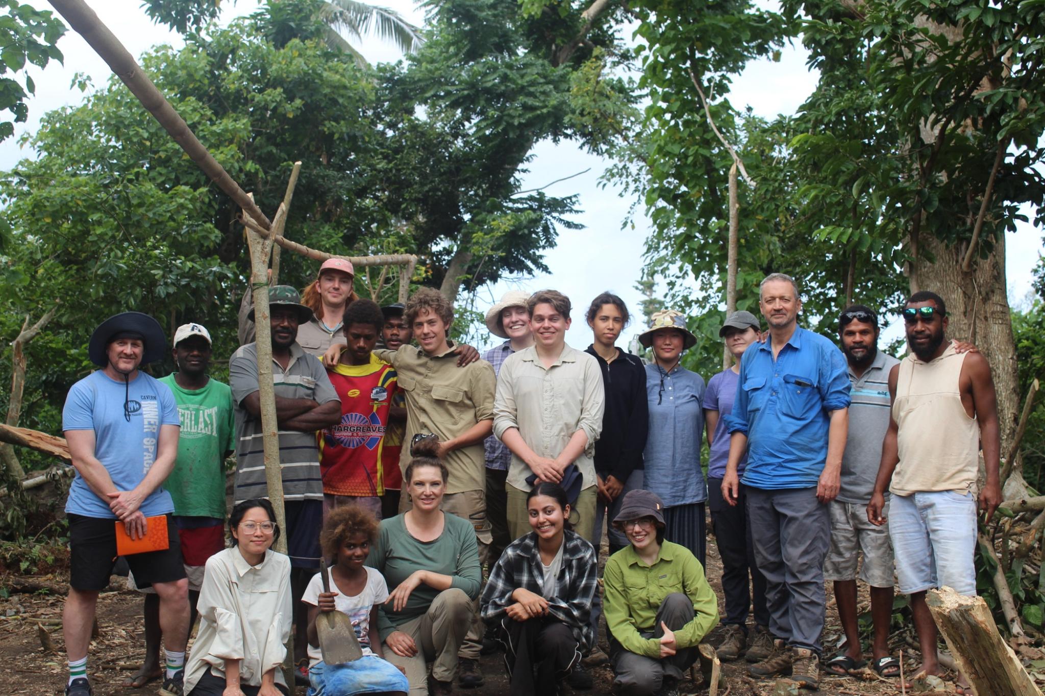 Vanuatu Field School 2023: Pangpang group shot. Students on site