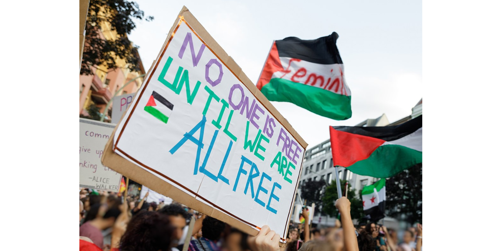 Protest with flags